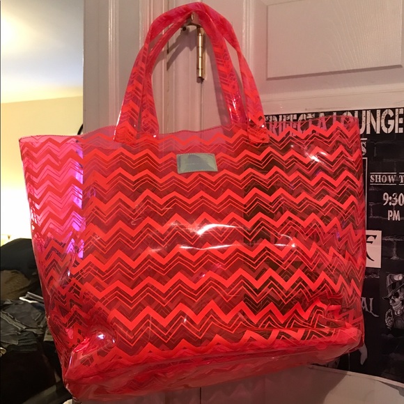 VS PINK XL SHOPPER TOTE/HEAVY/RARE/COLLECTIBLE PINK ORANGE COLOR - Picture 10 of 11